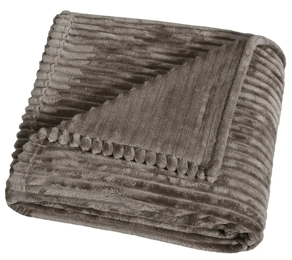 СТОЛИЦА ТЕКСТИЛЯ Плед Strips из велсофта — уют в серо-коричневых тонах 89312867