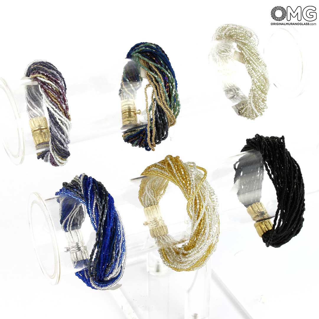 3701 ORIGINALMURANOGLASS Сиреневый многониточный браслет - муранское стекло OMG 18 см  - Вид №1