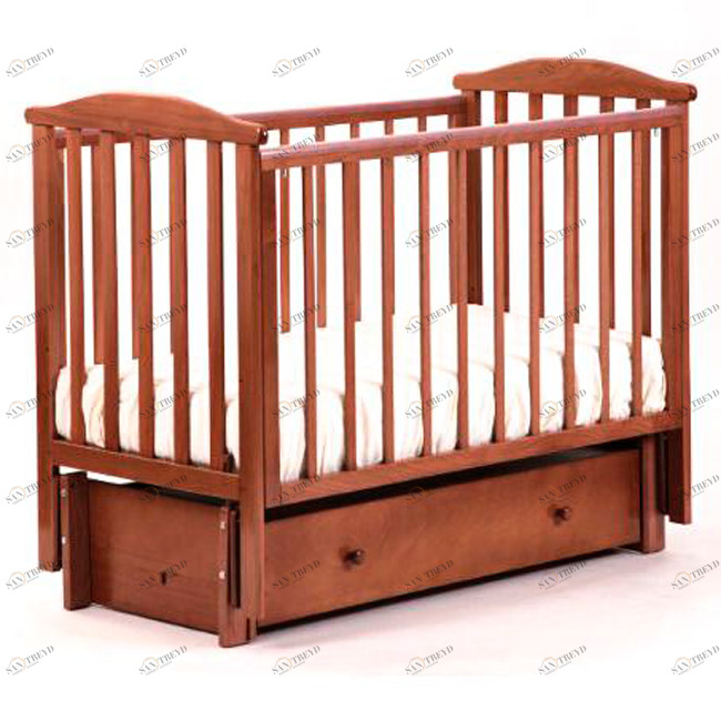 Детская кроватка с продольным маятником "Лютик" светлый орех ФАБРИКА ЛЕЛЬ  338451 Коричневый Santreyd 