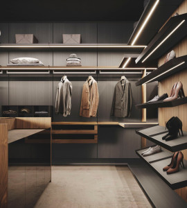 Модульная гардеробная со встроенным освещением на заказ