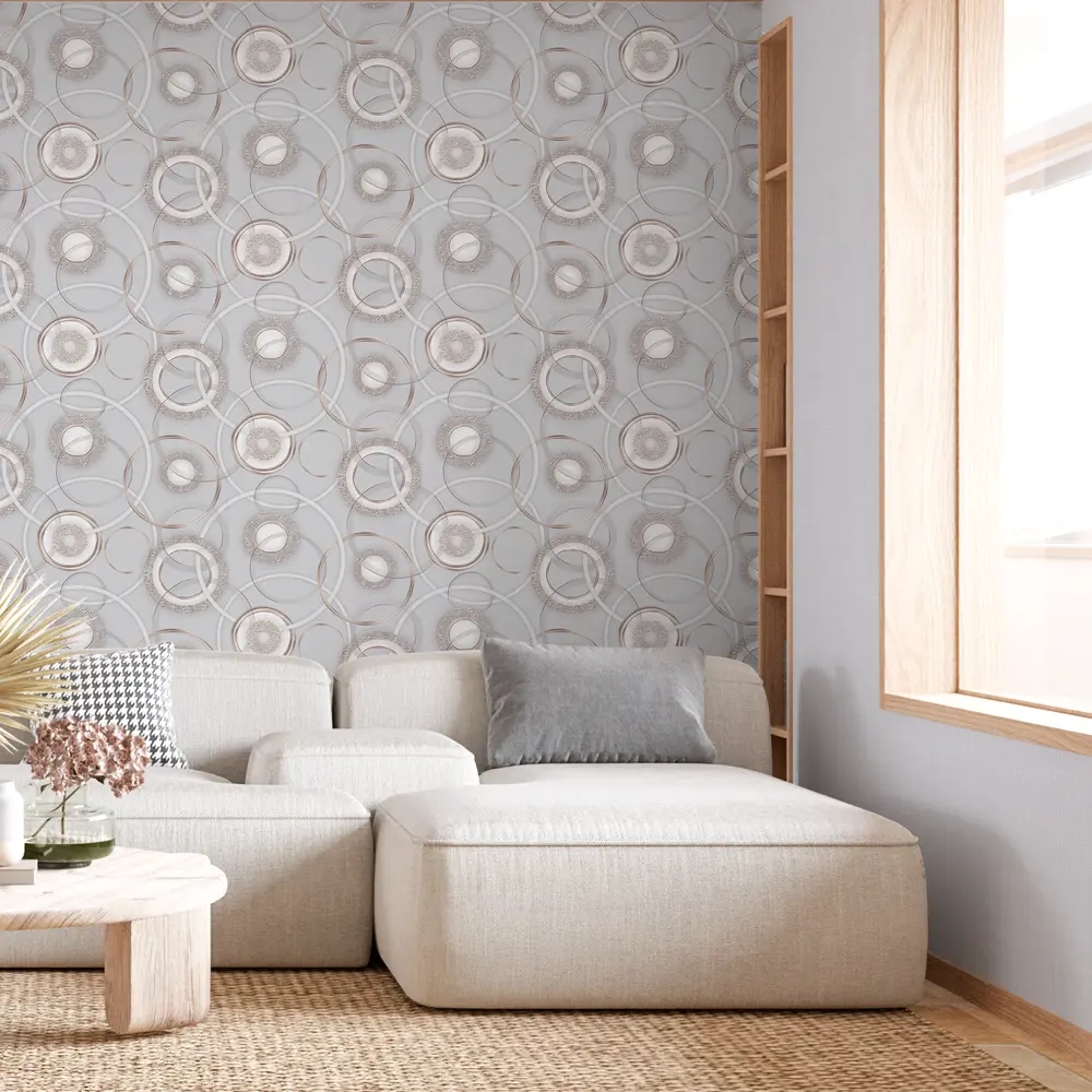 Обои бумажные Московская обойная фабрика «Кутюр» серые текстурированные 89369366 Рондо STLM-1485205 - Вид №3