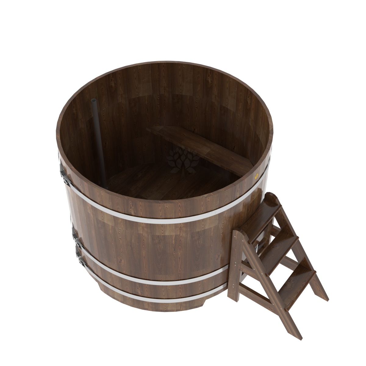 1524 Купель круглая из сращенных ламелей лиственницы d=1,50х1,2 морёная Alyarus  - Вид №1