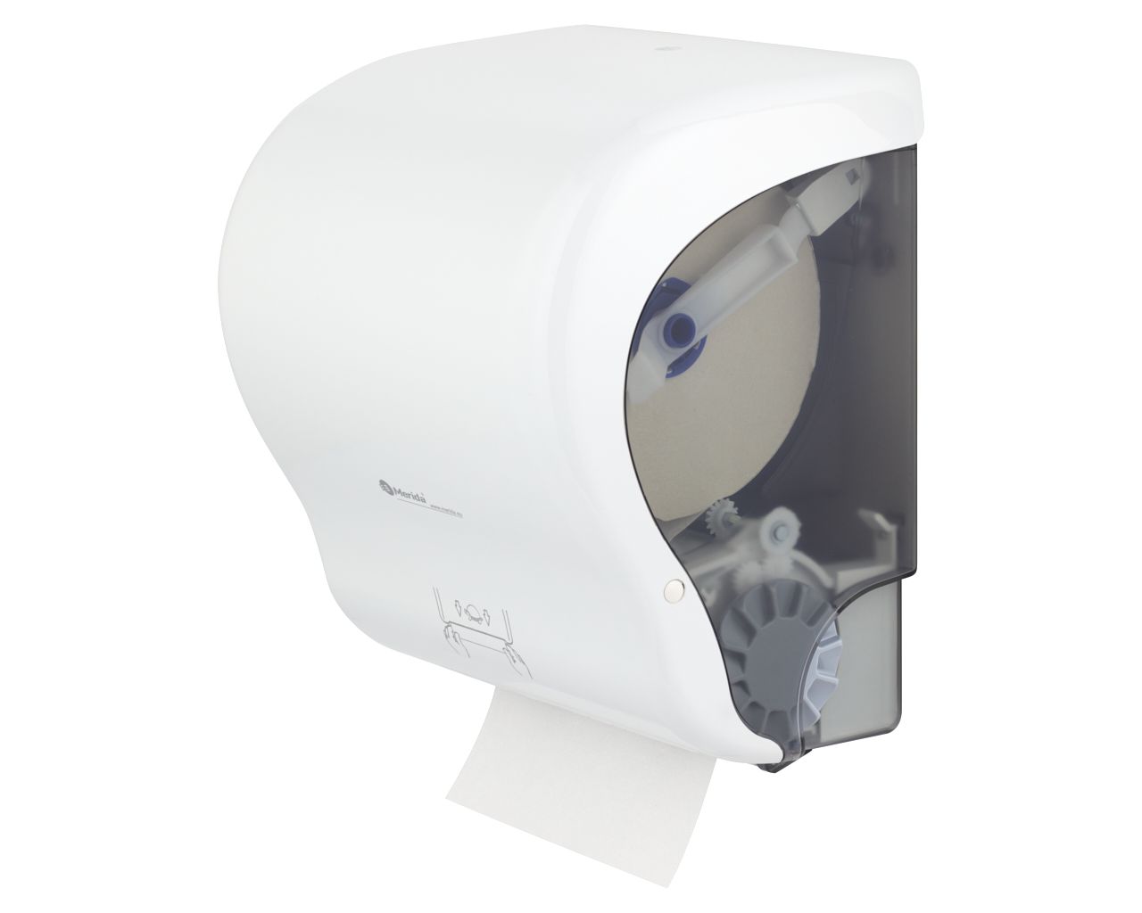 CJB301 Механический диспенсер для бумажных полотенец в рулонах LUX CUT AUTOMATIC MAXI, АБС-пластик, белый Merida  - Вид №3