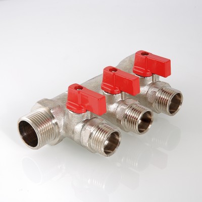 VTc.580.N.0503 Коллектор с отсекающими кранами Valtec 3/4", 3 х 1/2"  - Вид №7