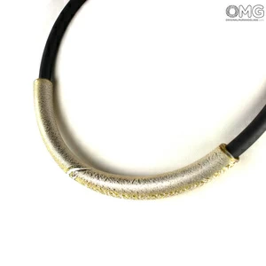 4427 ORIGINALMURANOGLASS Колье Дениз Серебристое - муранское стекло OMG 21 см