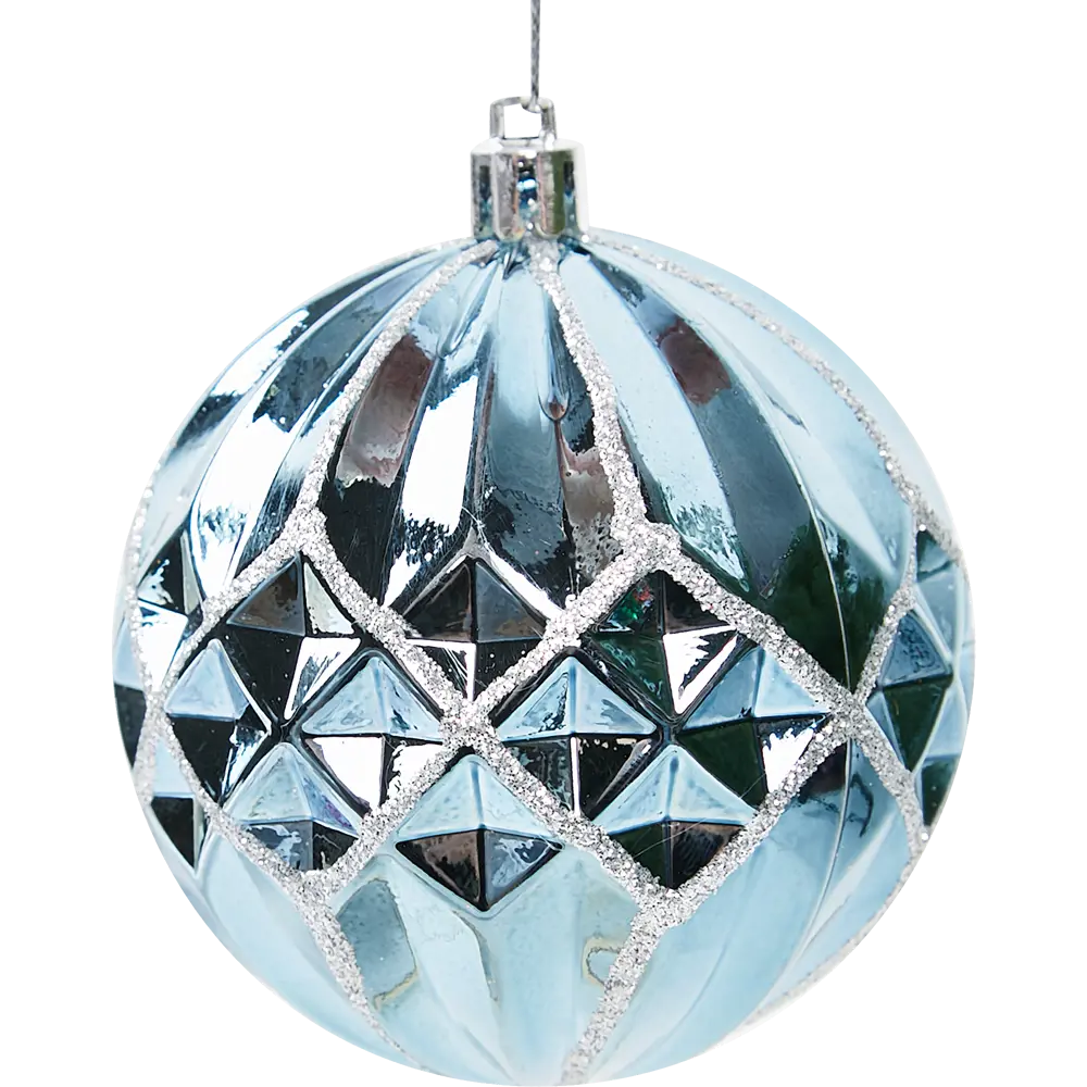 87036363 Елочное украшение Шар с объемным узором Christmas ø8 см цвет синий STLM-1485100 Santreyd 