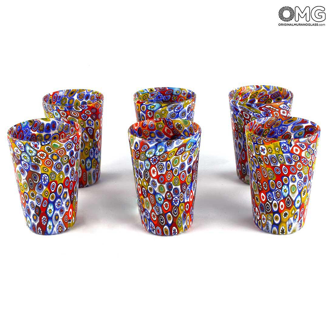 1365 ORIGINALMURANOGLASS Набор из 6 стаканов Гото Миллефиори - Millefiori Goto in Murrine - муранское стекло 8 см  - Вид №1