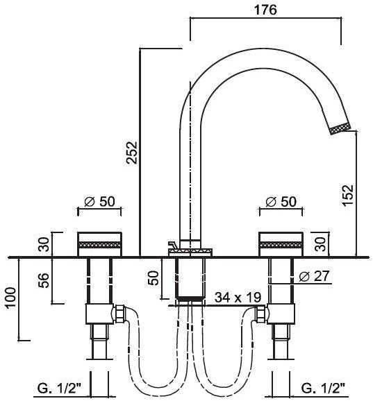 Rubinetteria Giulini Смеситель для раковины на 3 отверстия Deluxe - myring Fmr0112adl - Вид №1