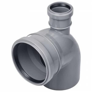 Отвод ПВХ канализационная D110х90° с выходом 50 (вверх)
