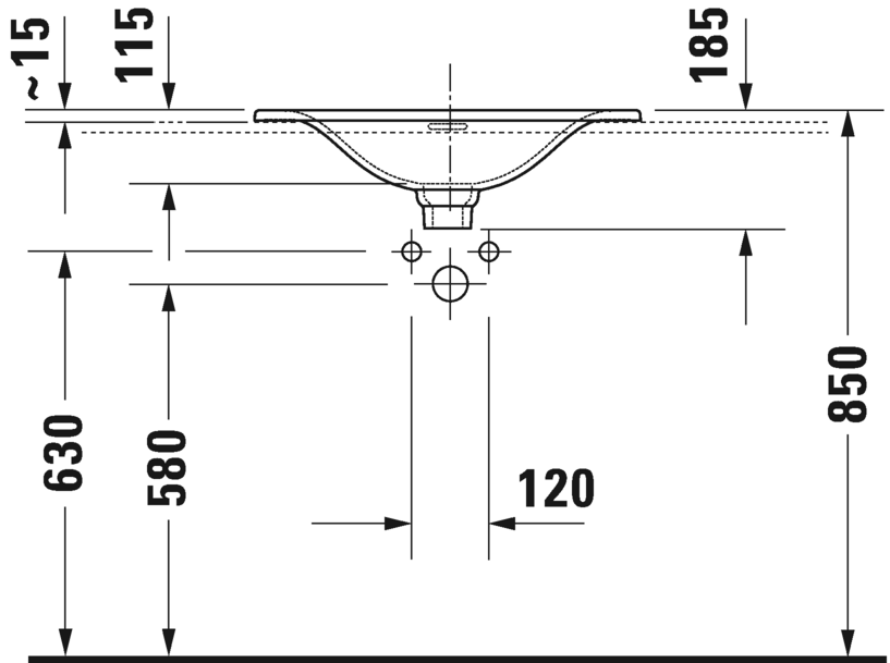 0385600000 Накладная раковина под столешницу  овальная Duravit Viu - Вид №3