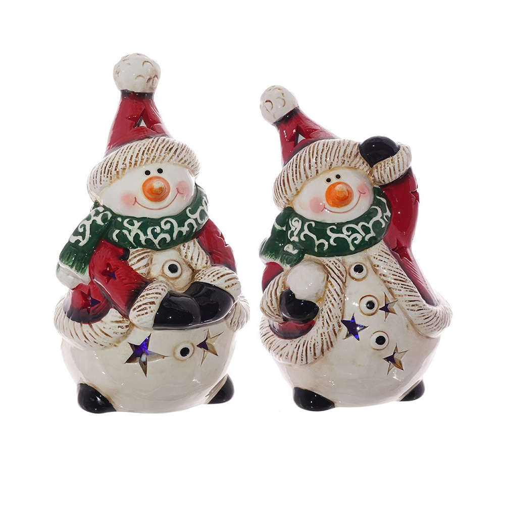 233059 Фигурка декоративная "Снеговик" с подсветкой 8.7 х 9.7 х 14.5 см Красный Santreyd 