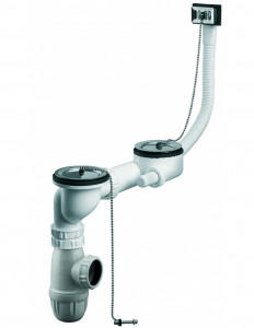 785500 000 00  Полный комплект для мойки с 2 чашами, Д. 60 мм, с переливом, нержавеющая сталь, сертифицировано NF Valentin Сталь