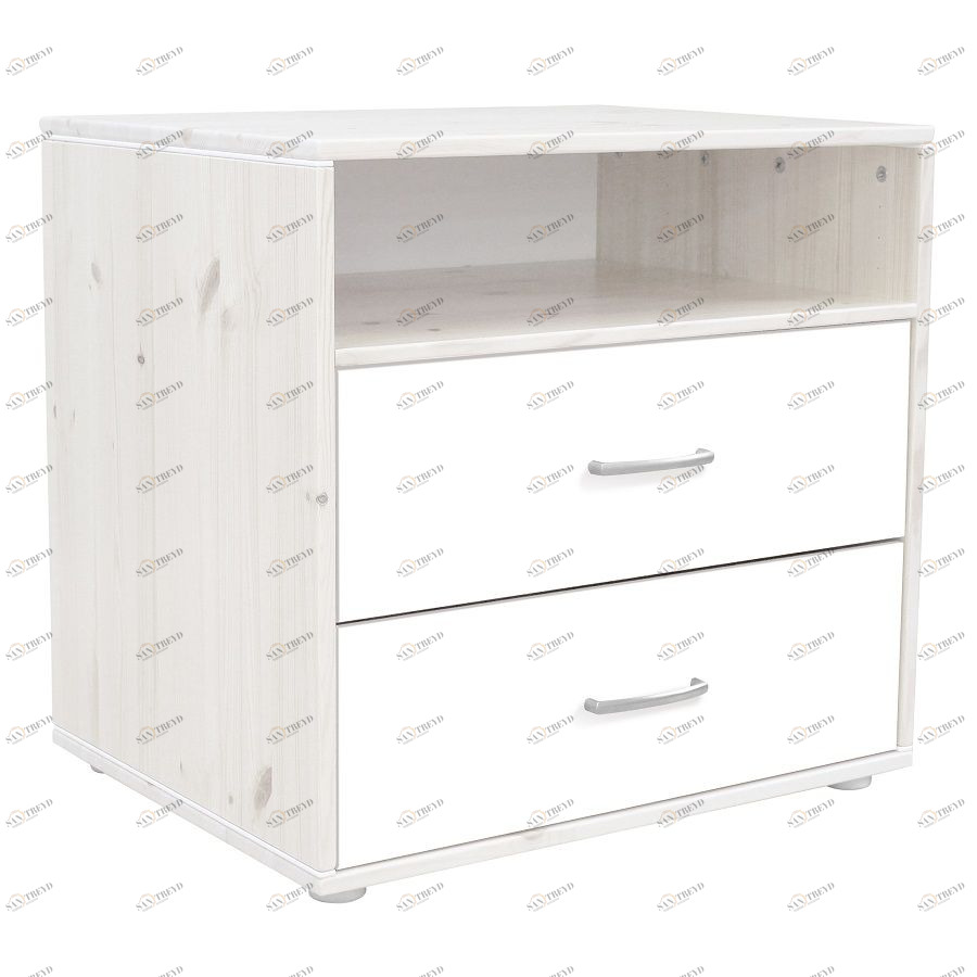Комод Flexa Classiс storage с 2 выдвижными ящиками и 1 полкой, белый/белый искусственно состаренный 812431490