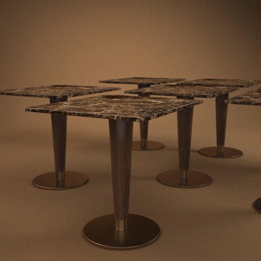 Porustudio Квадратный стол с деревянной основой и мраморной столешницей sun-id-1509711 - Вид №4