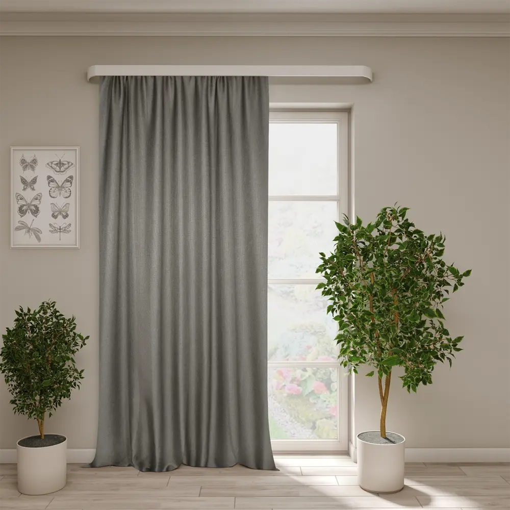 Штора Шарлиз коричневая 200x280 см на ленте для гостиной 89422752 Santreyd STLM-1582221