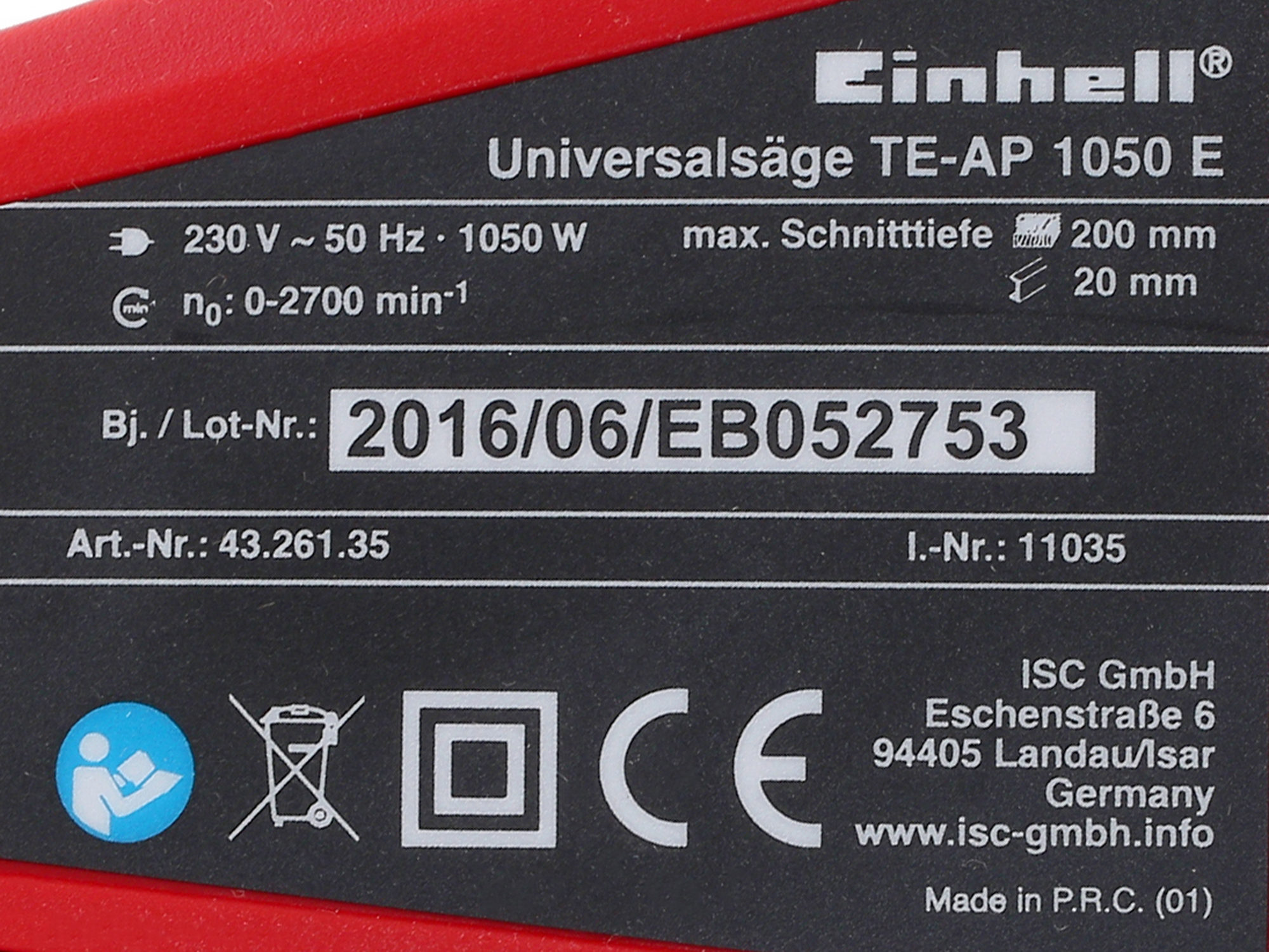Сабельная пила Einhell TE-AP 1050 E 7999286 STDN-0123679 - Вид №5