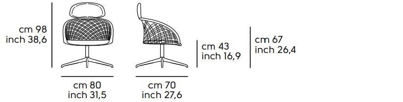 Спицевое вращающееся кресло с подлокотниками Midj P47 ARCH-00140088 - Вид №1
