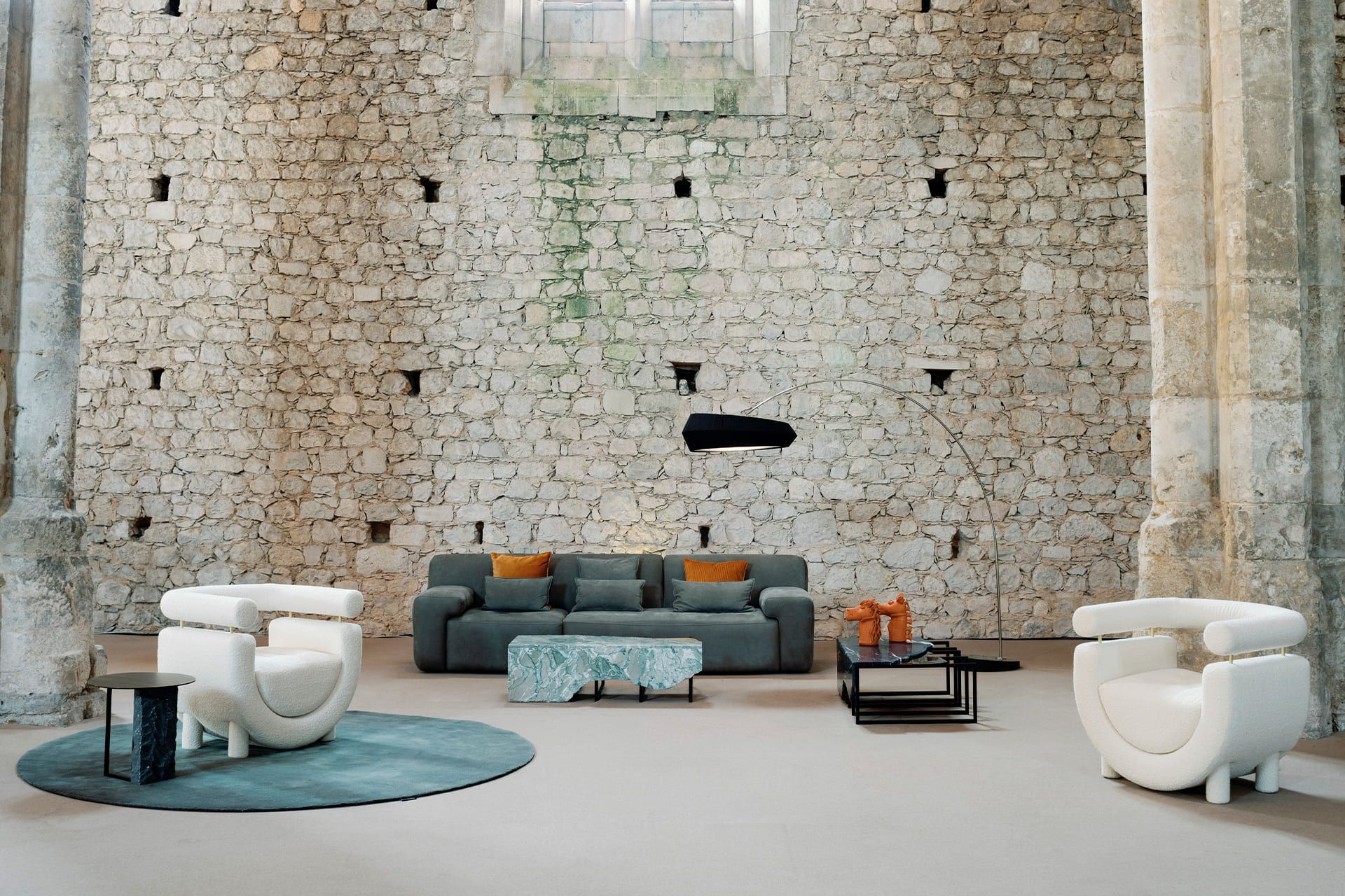 Круглый журнальный столик из черного мрамора Marquina Greenapple AIRE ARCH-00075831 - Вид №11