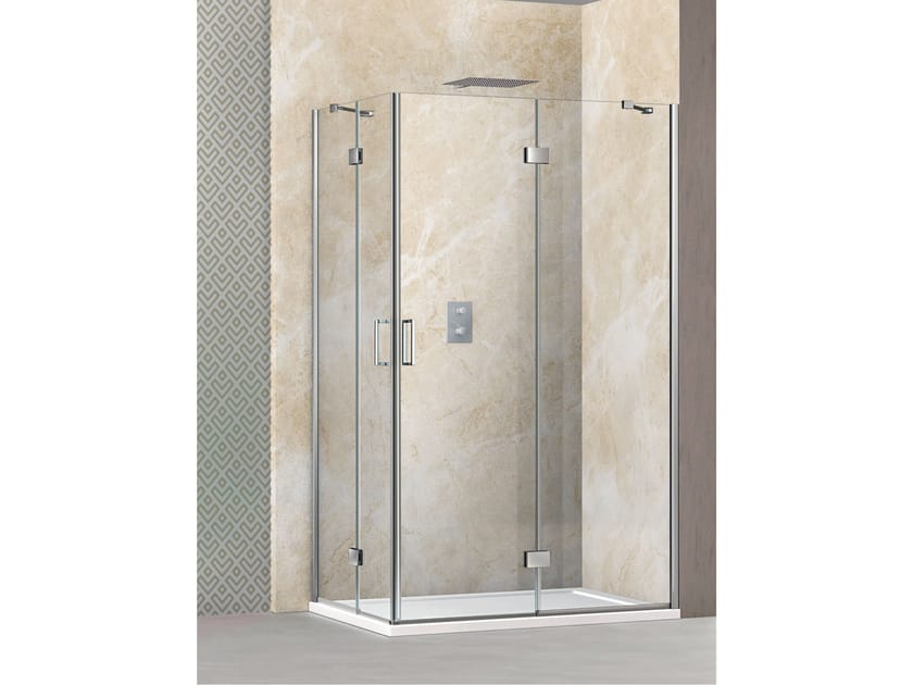 Угловая душевая кабина из хрусталя с распашной дверью Metidea топ ARCH-00150352