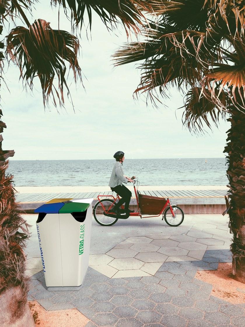 City Design Контейнер для мусора из стали с порошковым покрытием и пепельницей для раздельного сбора мусора sun-id-1353504 - Вид №5