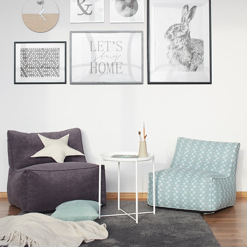 Бескаркасное модульное детское кресло хлопок голубой МАСТЕРСКАЯ КРЕСЛО  335283 Голубой Santreyd  - Вид №1