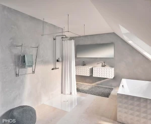 DSU1000-1000F Карниз для душевой занавески U-образный, 100 x 100 x 100 см для крепления к потолку PHOS