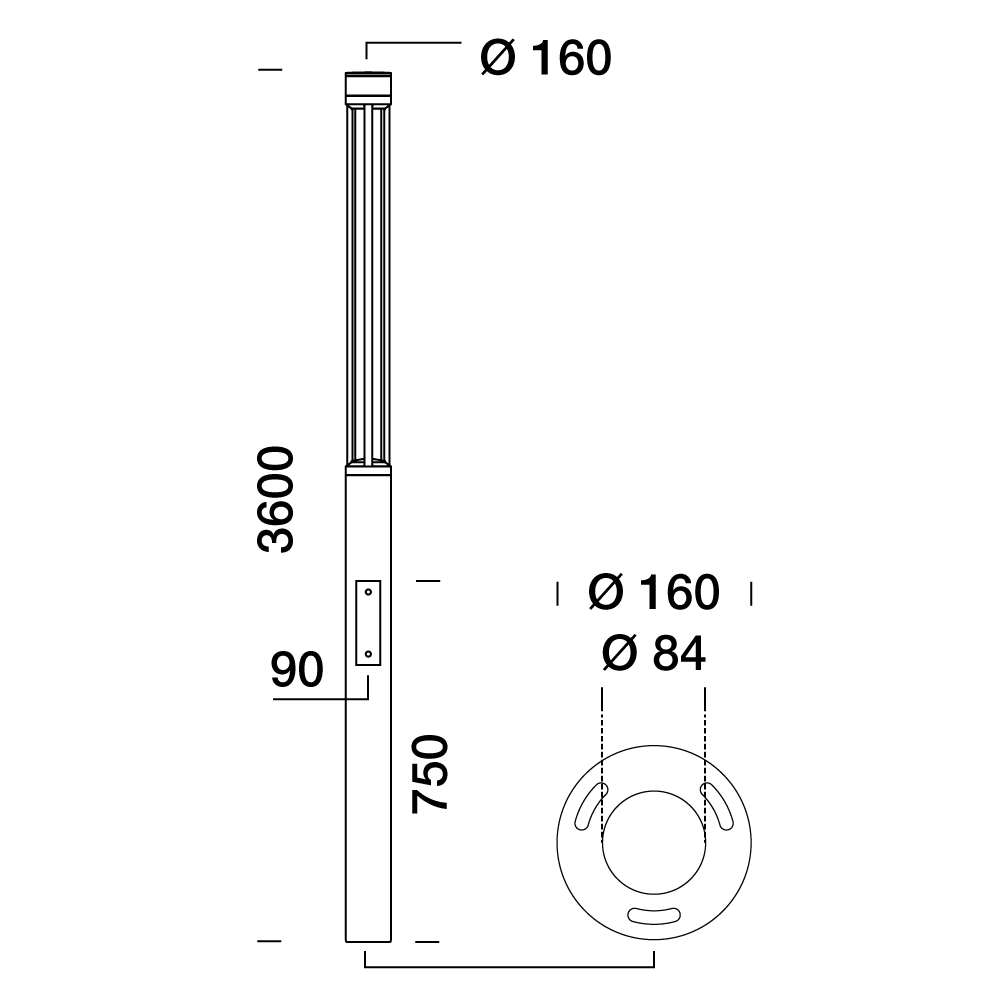 3333613 Уличное освещение  Platek TRIS  TRIS H. 3600 mm - 1 COB LED 3000K - Вид №10
