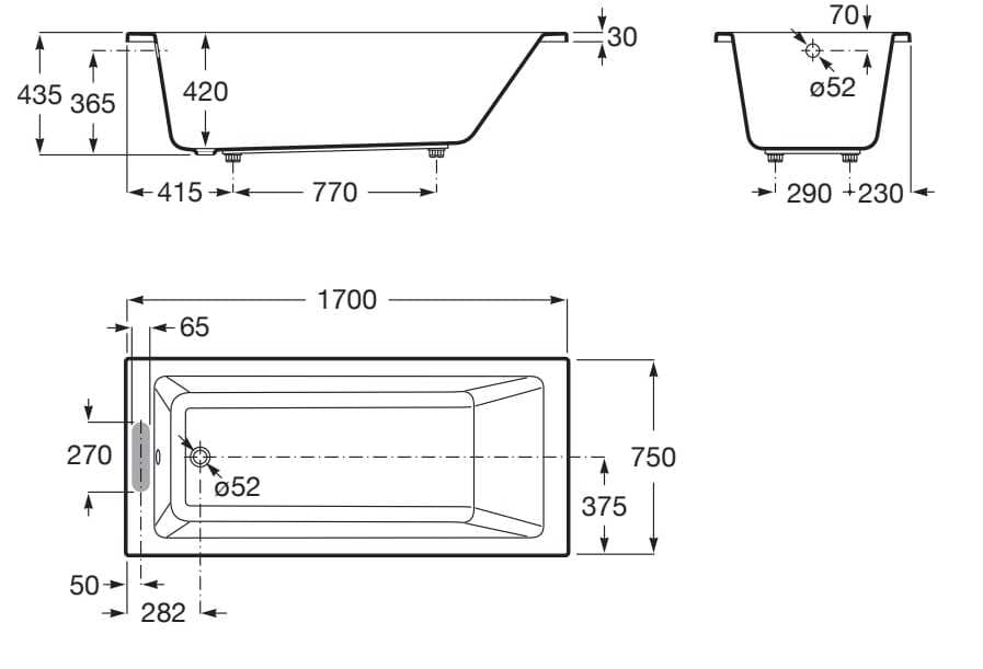 Утопленная акриловая прямоугольная ванна Roca VYTHOS 2485 / 2486 ARCH-00119064 - Вид №11