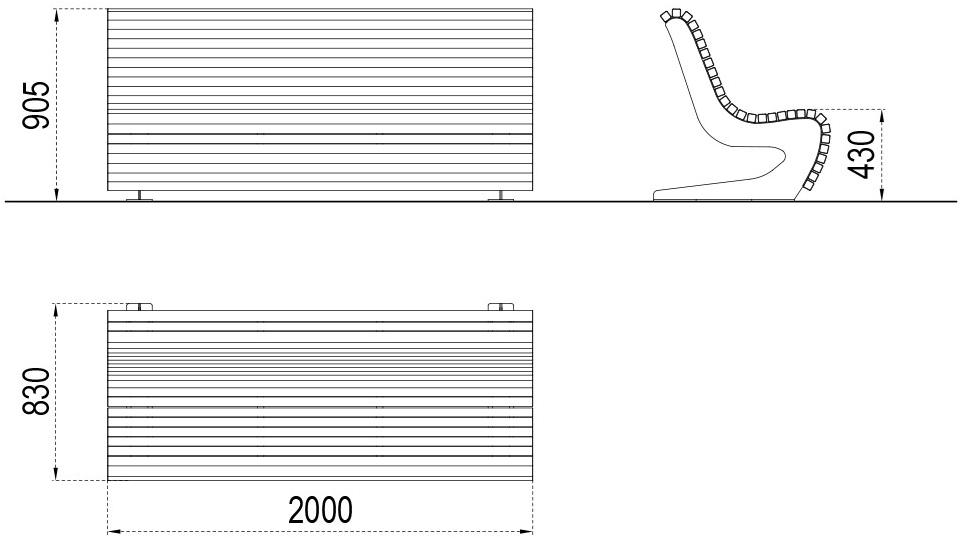 City Design Модульная деревянная скамья со спинкой Flow Flow, flow a - Вид №6