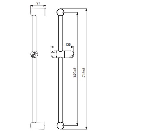BA195AA Штанга для душа 700 мм Ø24 мм VIDIMA FRESH - Вид №1