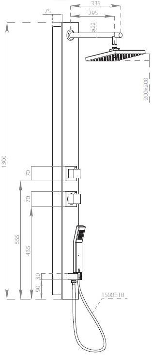 GEDY Настенная душевая стойка из нержавеющей стали и стекла  Gysp10100  - Вид №2
