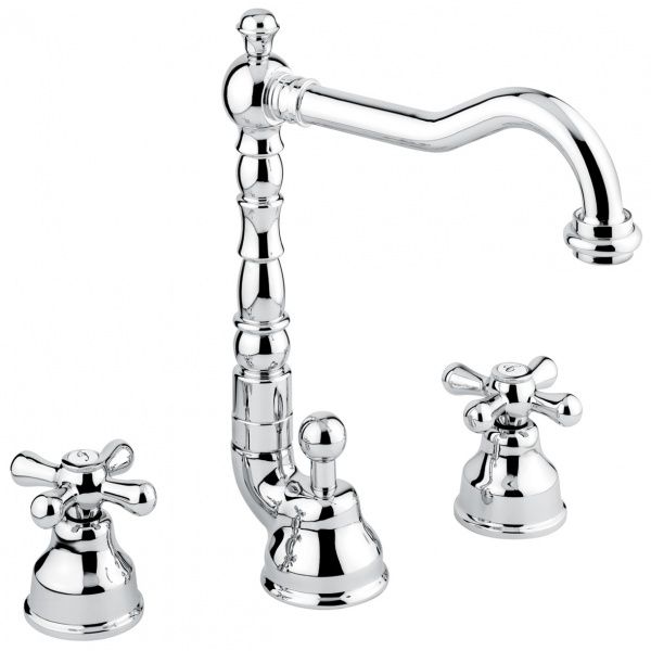 12643BR Смеситель Deco Old с донным клапаном для раковины на 3 отверстия, цвет бронза EMMEVI Decò old