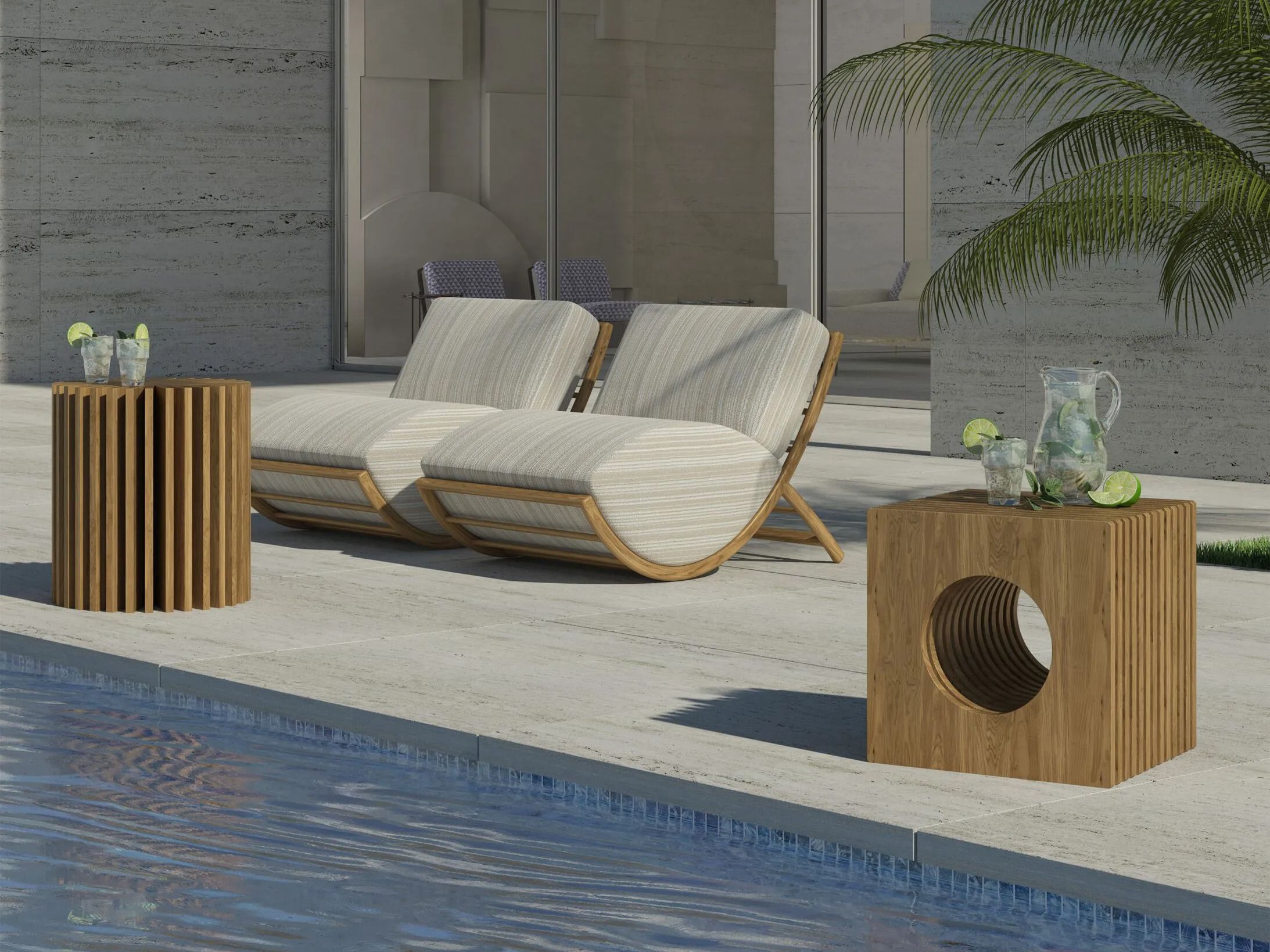 Круглый уличный журнальный столик iroko RIVATELIER LAYER ARCH-00111364 - Вид №1