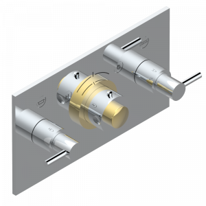G5A-5401BEH Накладка с ручкой регулировки температуры и двумя маховиками для термостатического смесителя с горизонтальной установкой Thg-paris Nano Хром/золото