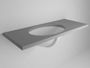 Овальный встраиваемый умывальник из глазурованной керамики с переливом