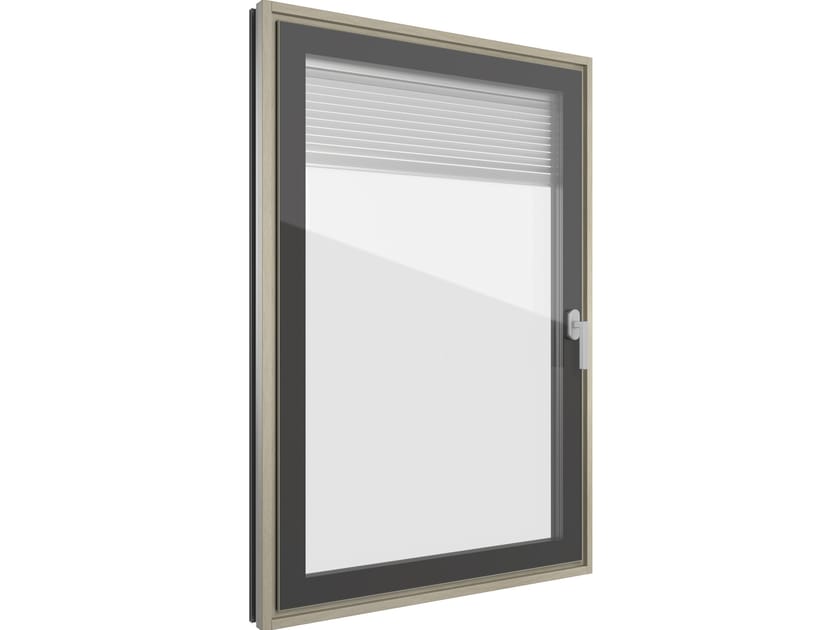 Алюминиевое и деревянное окно со встроенной жалюзи FINSTRAL FIN-Project ARCH-00033531