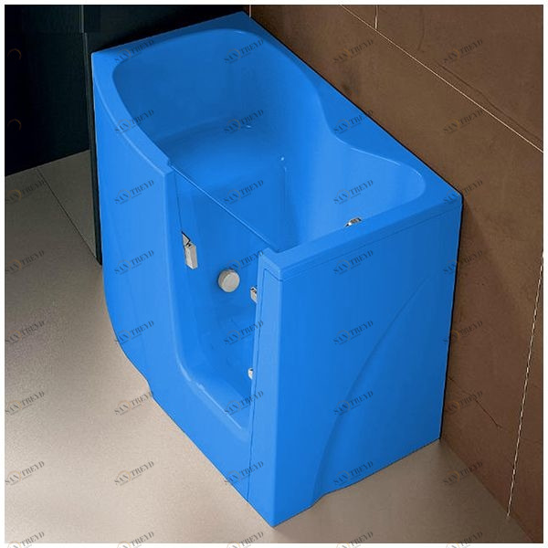 Ванна GRUPPO TREESSE GEN-Y V3411-SX-G угловая сидячая с дверью левосторонняя голубая VTLV3411SXG