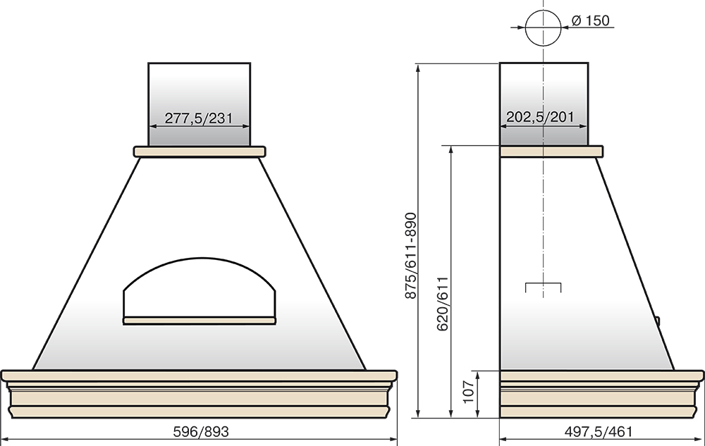 8120722 Вытяжка каминная ELIKOR Бельведер Валенсия 90П-650-П3Д бежевый/бежевый STDN-0140674 - Вид №10