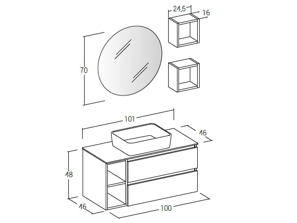 Деревянный подвесной умывальник с ящиками LEGNOBAGNO Экспресс ARCH-00103183 - Вид №2