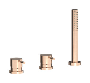 Смеситель на бортик ванной на 3 отверстия с изливом, дивертером и душевым гарнитуром. WE ARE IB mt397sr Brushed Rose Gold MilanoTorino