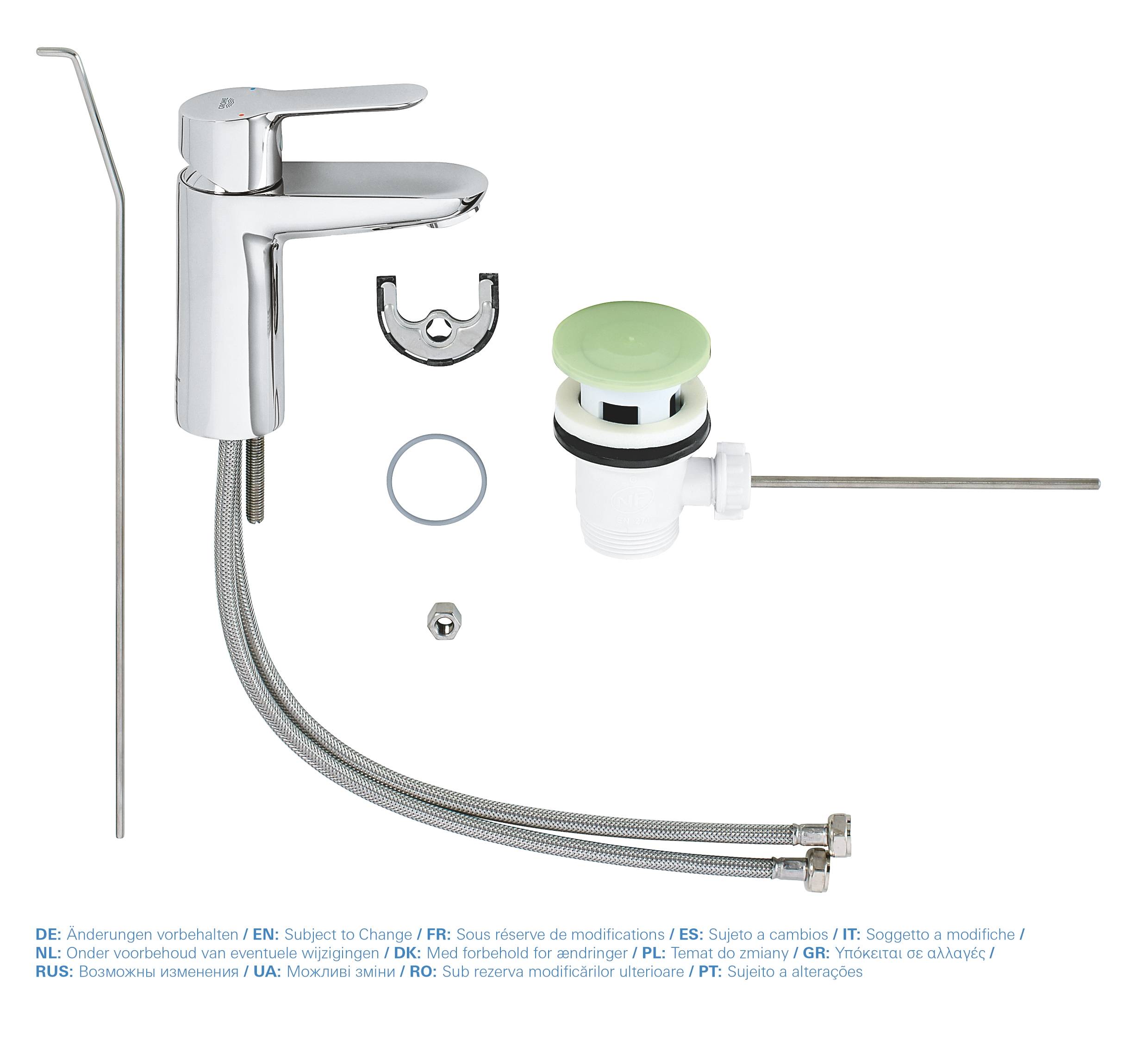 Смеситель для раковины GROHE BauEdge с донным клапаном, хром (23328000) - Вид №1