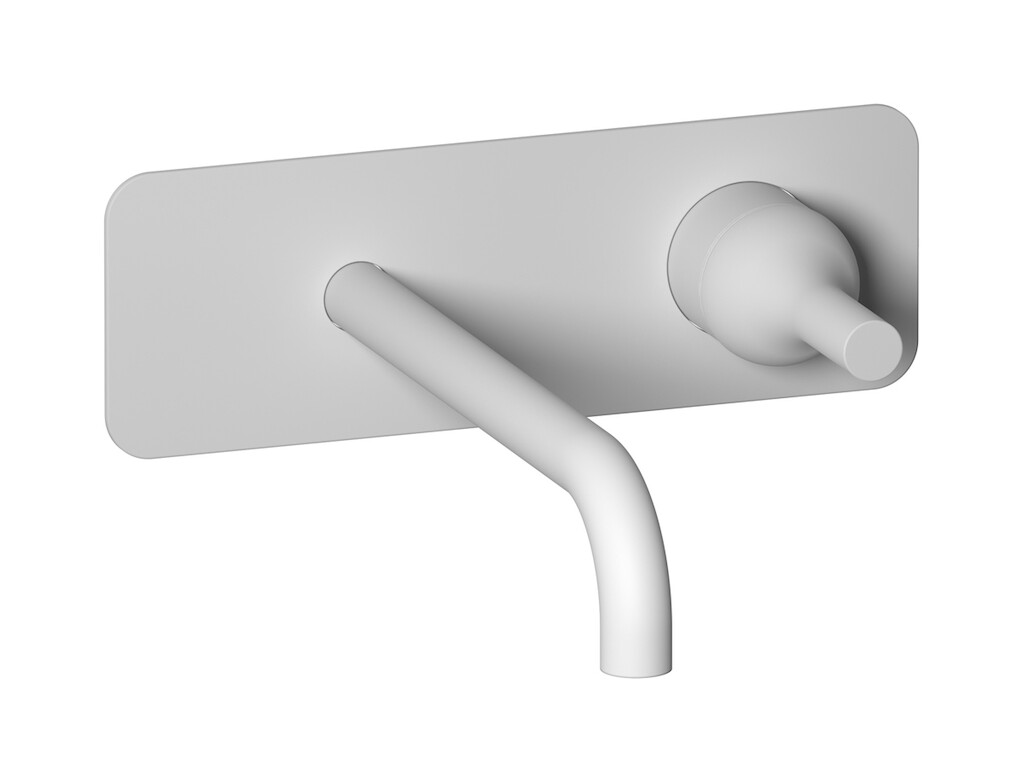 Встроенный в стену смеситель для раковины на 2 отверстия с длинным изливом в комплекте с донным клапаном WE ARE IB bi207bo Matt White Batlo