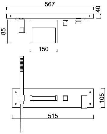 Rubinetteria Giulini Смеситель для ванны Waterfall с ручным душем Pablolux F9861-b1 - Вид №1