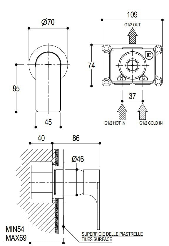 Однорычажный смеситель для раковины с одним отверстием Ritmonio горошек ARCH-00102998 - Вид №1
