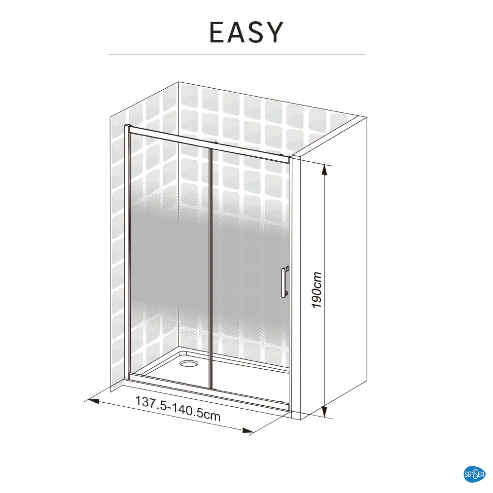 Комплект стекол для раздвижной душевой двери Sensea Easy 140 см стекло с шелкографией, цвет профиля на выбор 83631069 STLM-2109176 - Вид №23