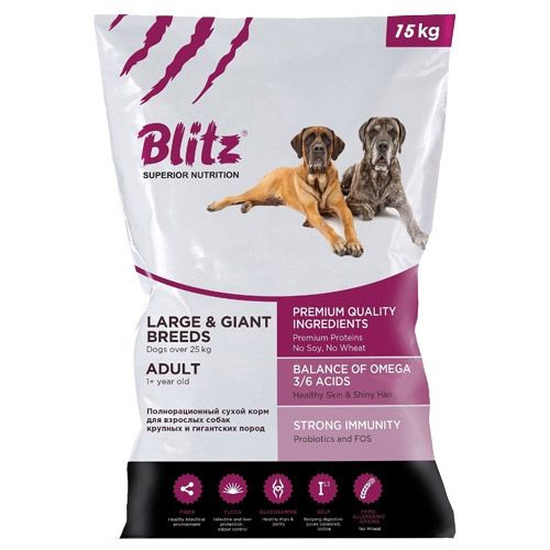 ПР0037299 Корм для собак adult giant & large breeds для крупных пород сух. 15кг Blitz 