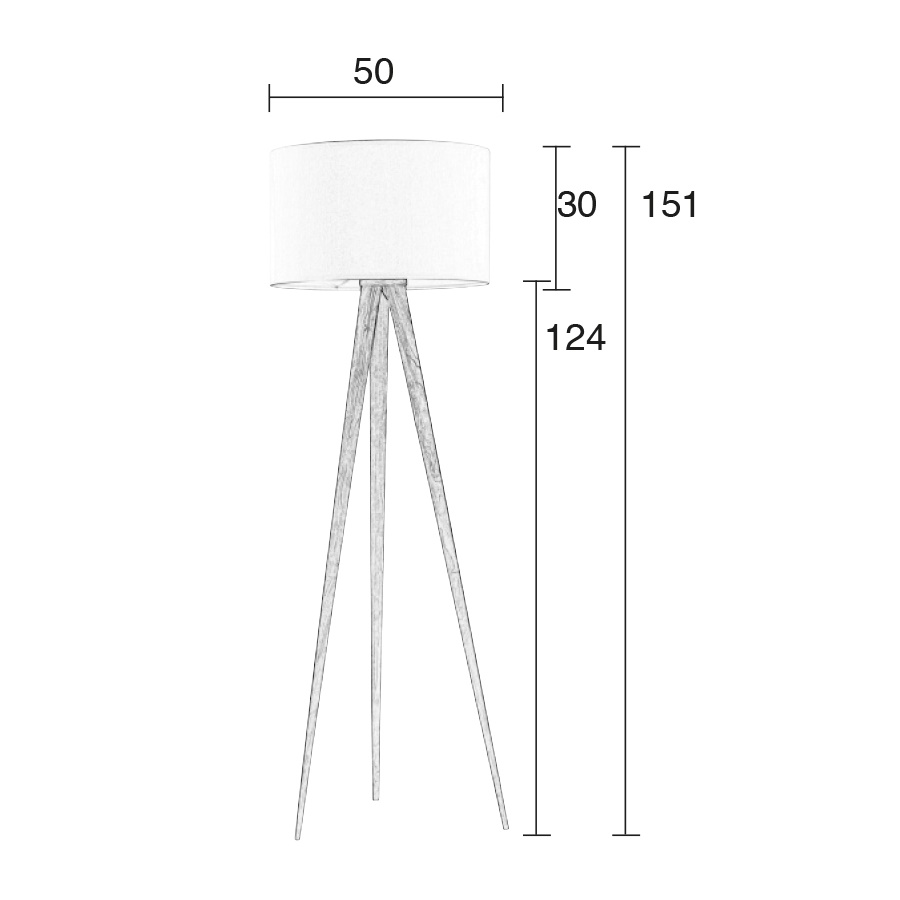 Лампа напольная Tripod Wood, черная с бежевыми ножками Zuiver 5000805 - Вид №9
