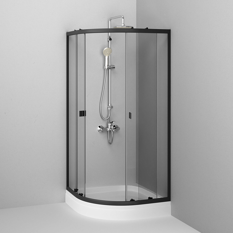 W88E-205-080BT Twin Slide Душевое ограждение c поддоном 80x80 профиль черный AM.PM X-Joy  - Вид №2