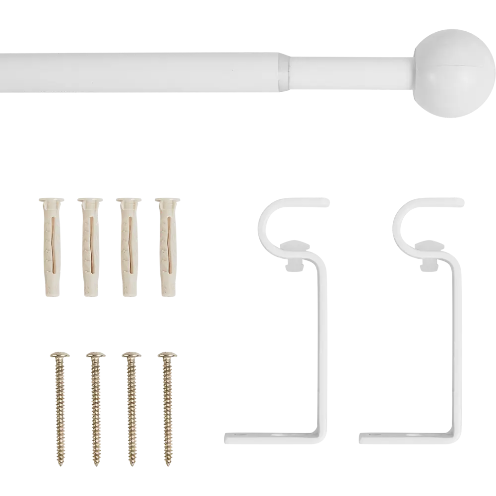 INSPIRE Карниз настенный однорядный Шар для штор 120-210 см белый 84407268 STLM-0049460 - Вид №1