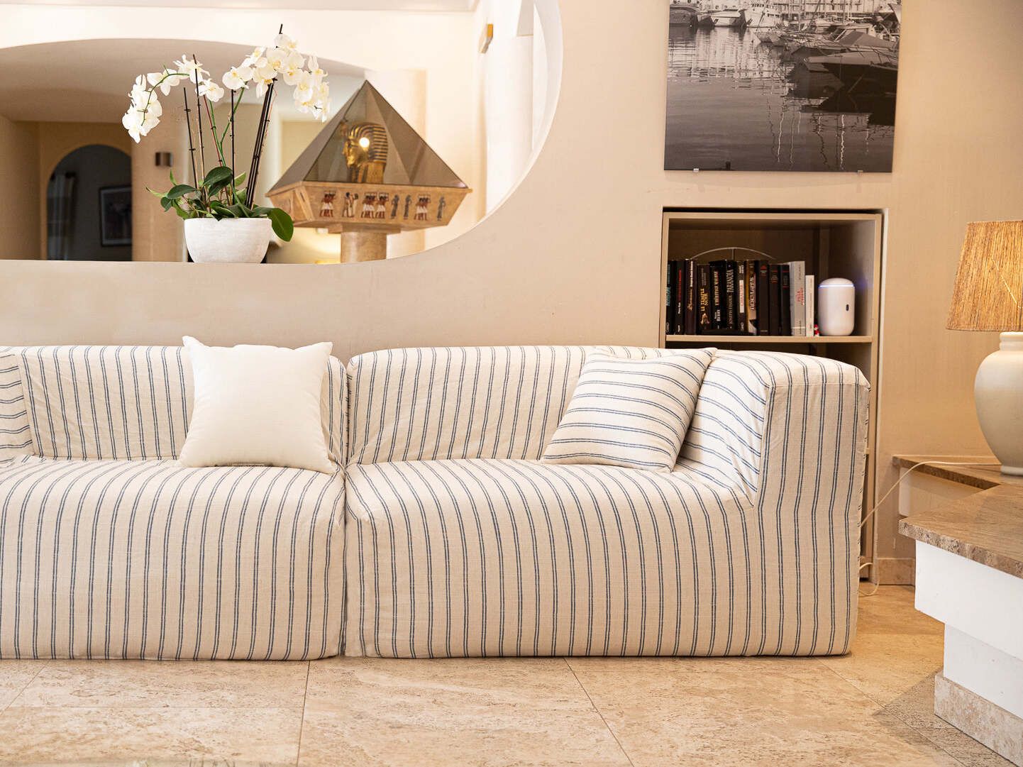 Льняная квадратная полосатая подушка для дивана MX HOME CI_R ARCH-00123415